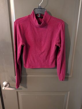 Ambiance Magenta Turtleneck Crop Top